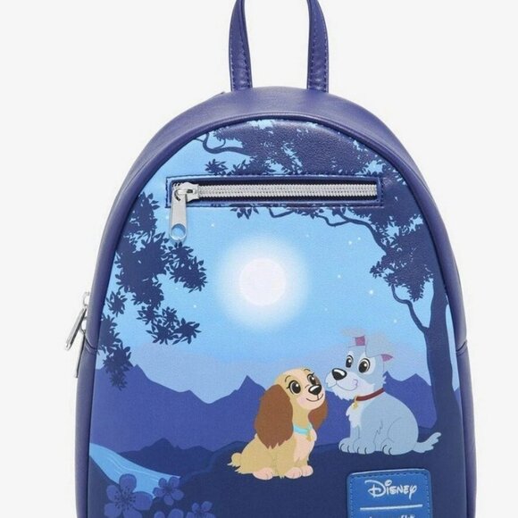 Loungefly Disney Lady And The Tramp Moonlight Stroll Backpack and ID Holder NWT - Picture 4 of 6